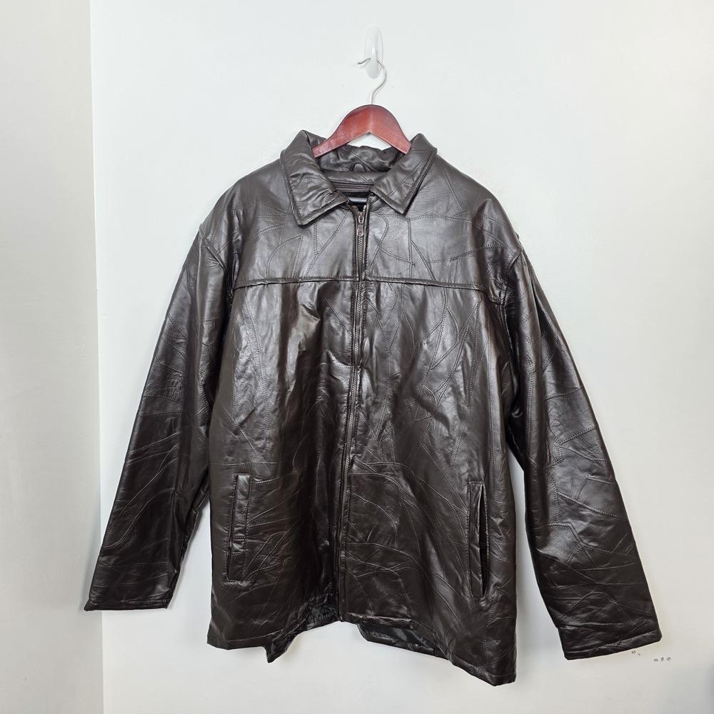 Vintage Haband Executive Division Brown Genuine Leather Fur Lined Size 3XL Tall